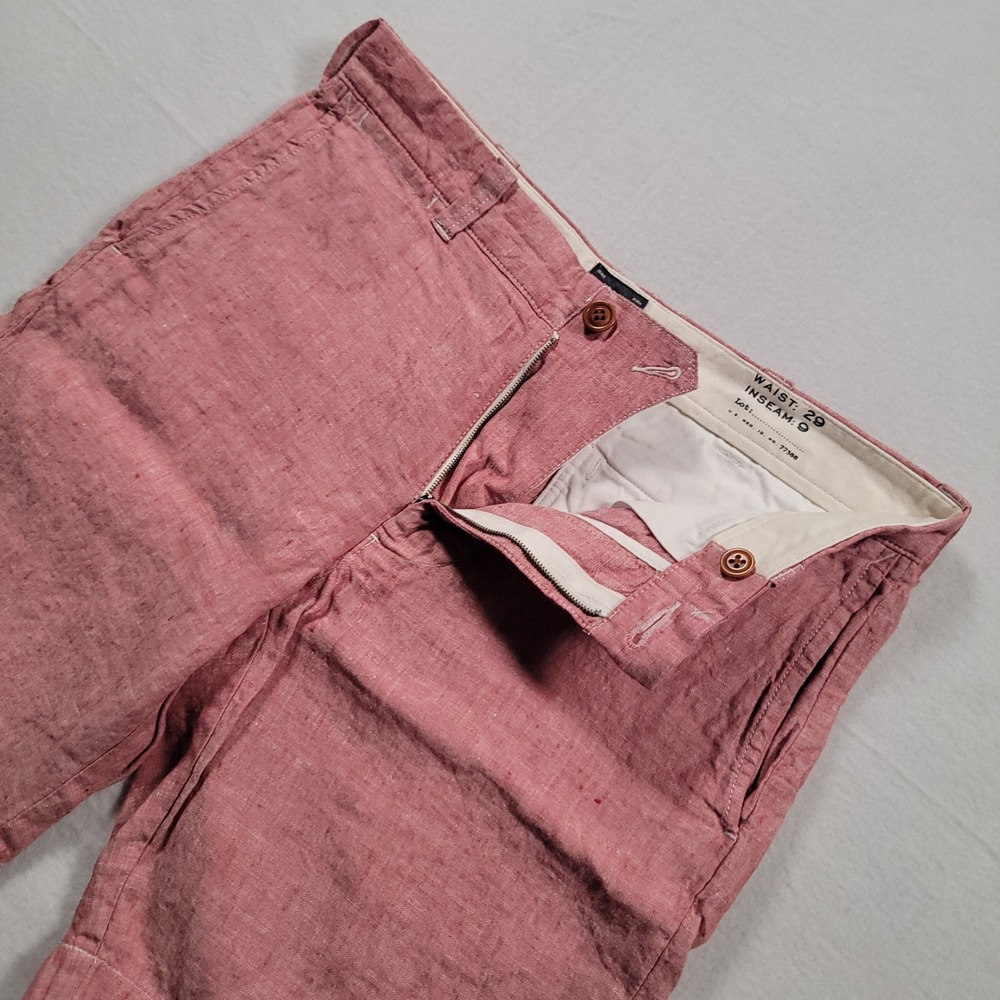 J.Crew Stanton Shorts Mens 29 Red Solid Regular Fit Baird McNutt Irish Linen